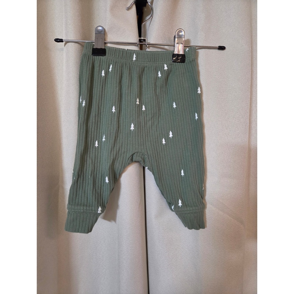 Cloud Island Baby Ribbed Tree Print Pants Sage Green 3-6M Cotton Leggings